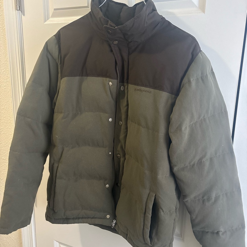 Patagonia Olive and Charcoal Puffer Jacket